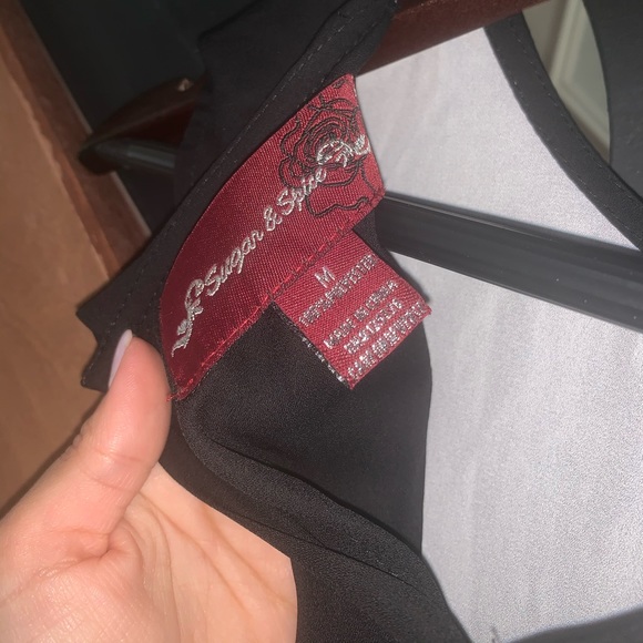 Sugar and Spice white and black button up blouse - Picture 3 of 3